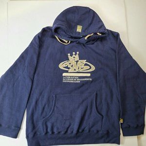 PNB nation Clothing Mens Size XL Navy Hooded Sweatshirt Hoodie Embroidered VG